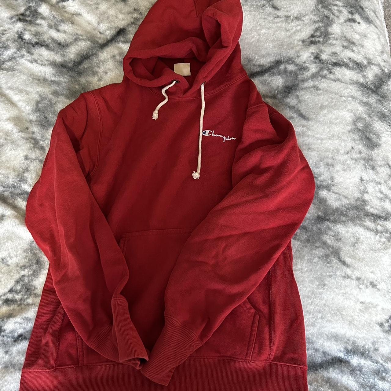 Red champion best sale script hoodie