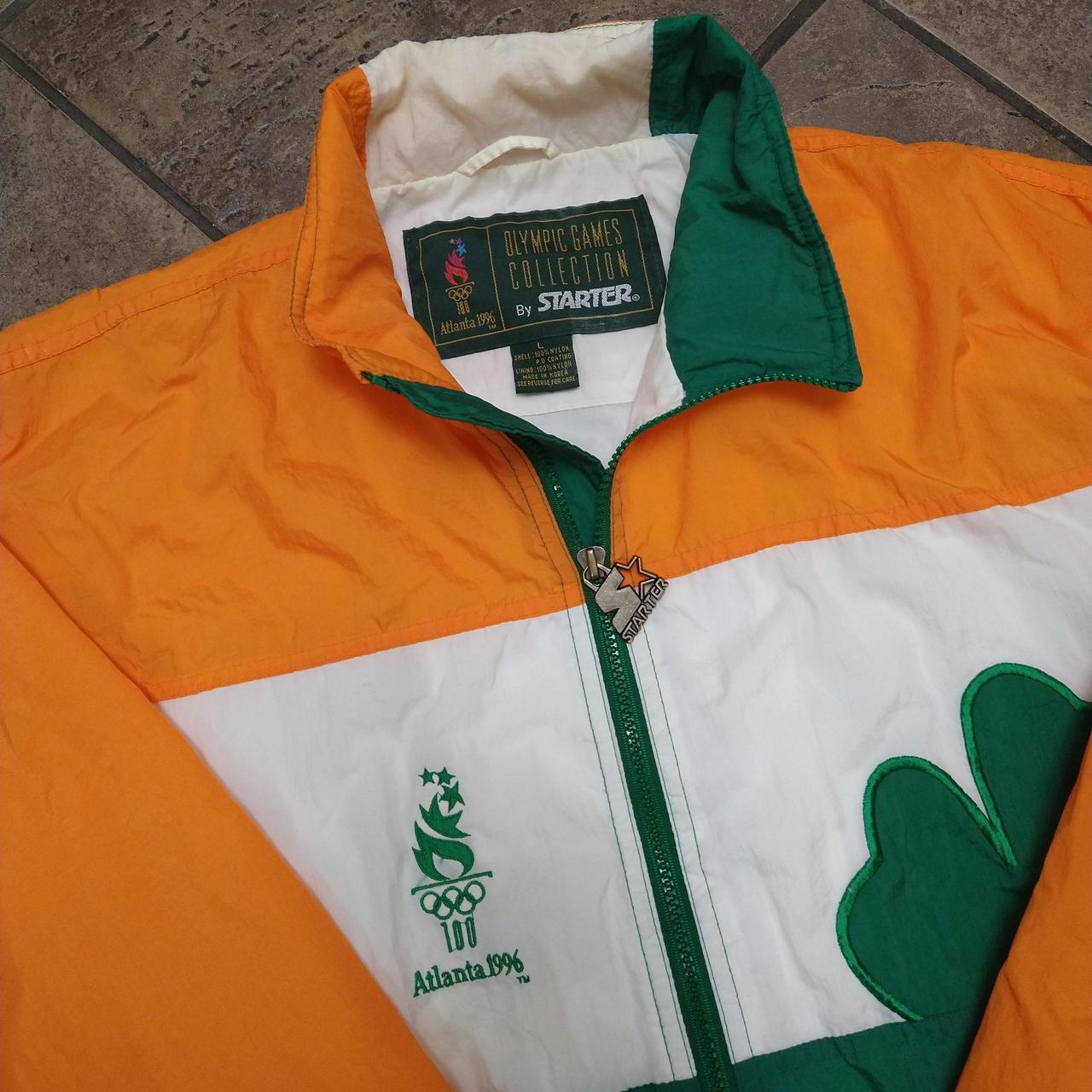 Starter Men's Orange and Green Jacket Depop