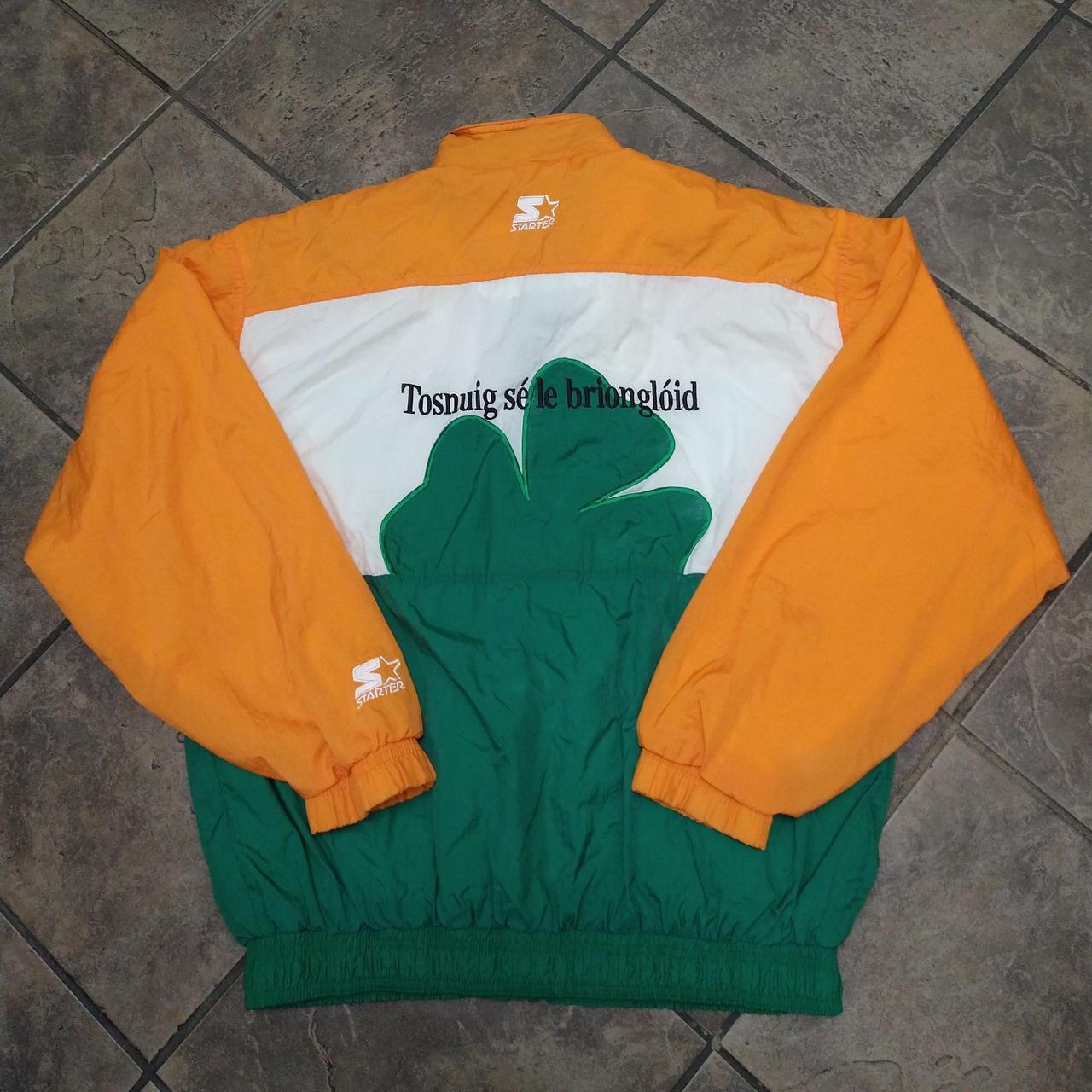 Starter Men's Orange and Green Jacket Depop