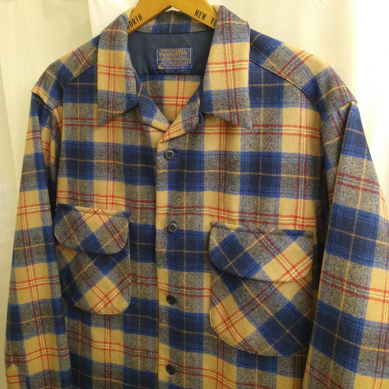 Pendleton Men's Tan and Blue Shirt | Depop