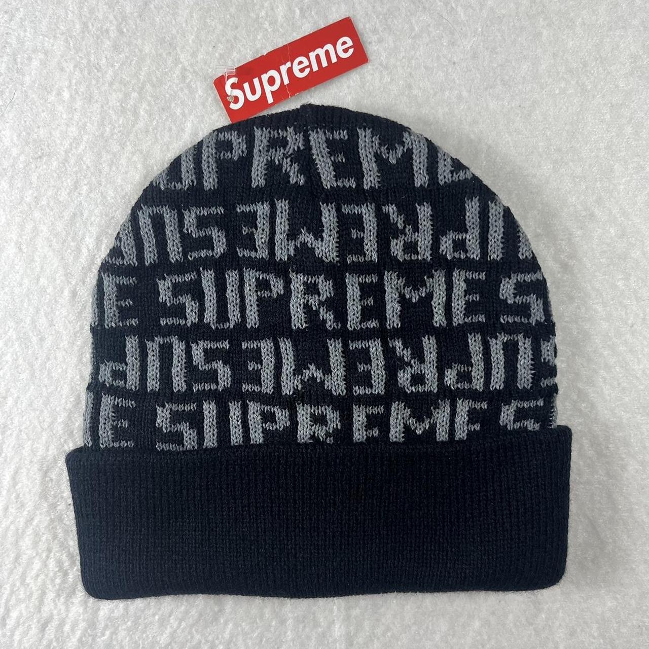 Supreme Reflective Repeat 3M Beanie Black FW16 BN5