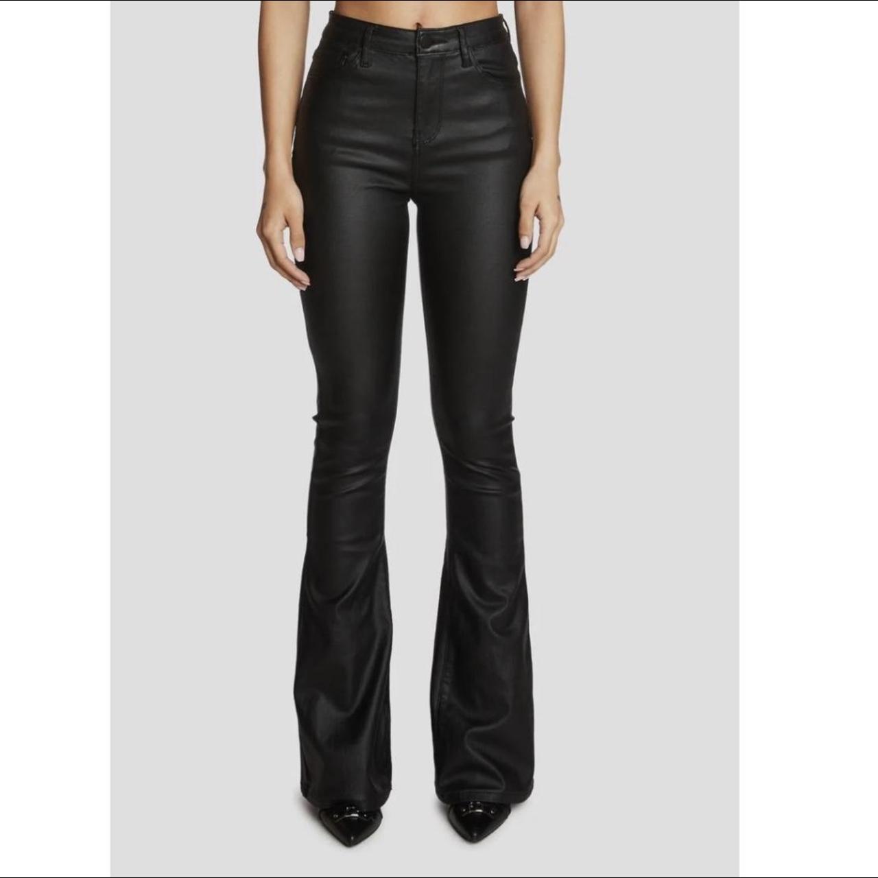 EDIKTED flare leather Luna pants in black 🖤 only... Depop