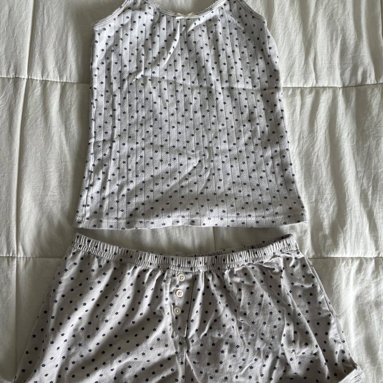 Brandy Melville Women S White And Blue Pajamas Depop