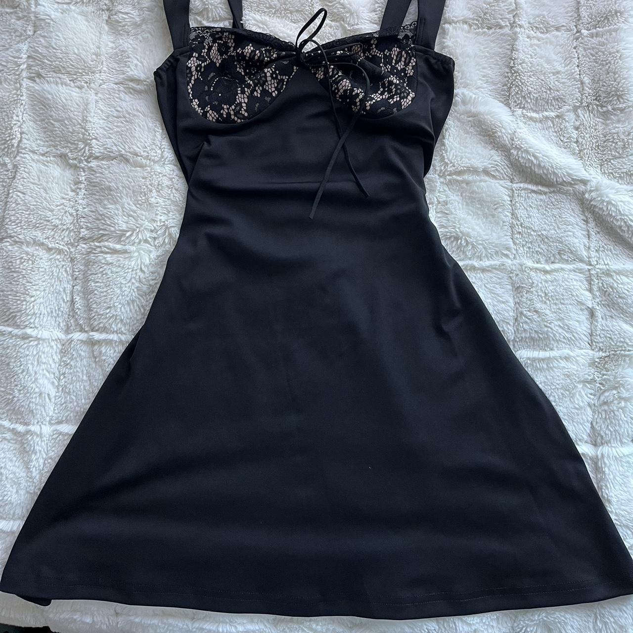 Black lace mini dress - super cute never worn -... - Depop