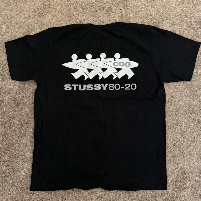 CDG×Stussy ロゴ ブラック 長袖Tシャツ Comme des Garcons Stussy CDG Black Mirror Logo Print T-Shirt
