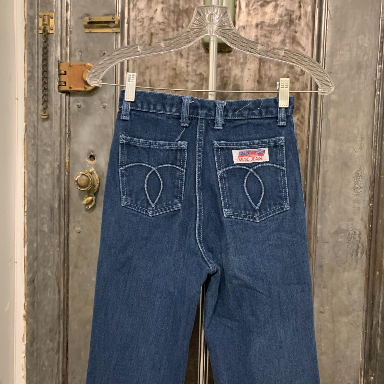 Vintage 70s light wash saddleback jeans Beautiful - Depop