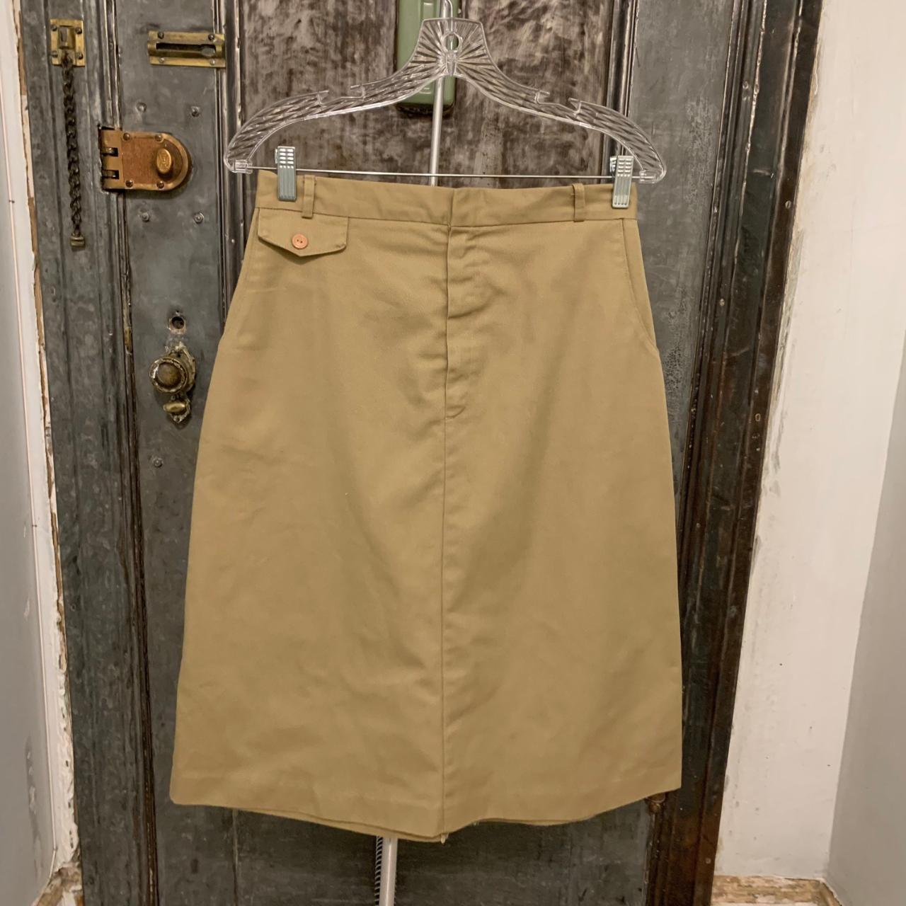 Vintage 70s safari khaki beige A line midi skirt Depop