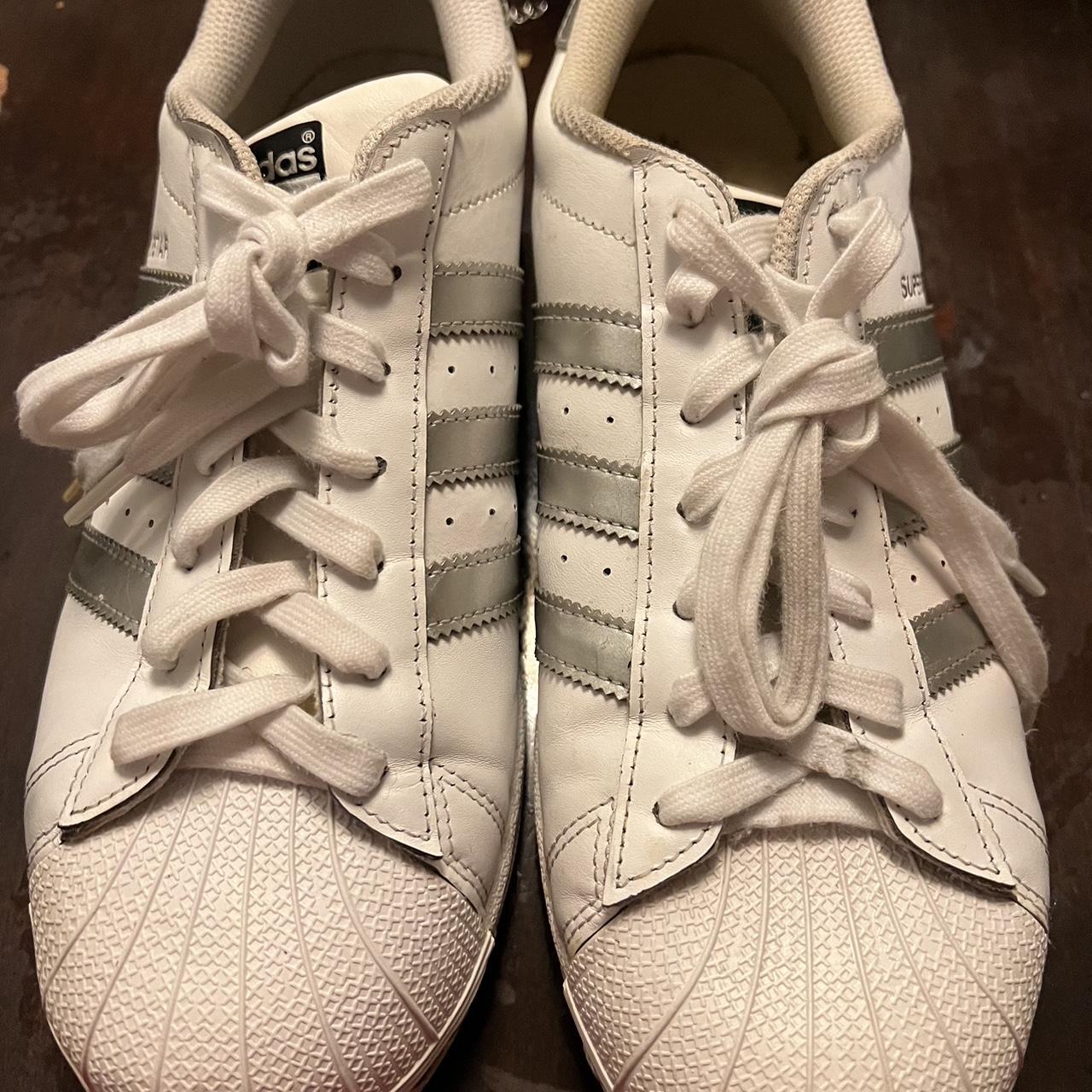 Women's White and Silver Trainers | Depop