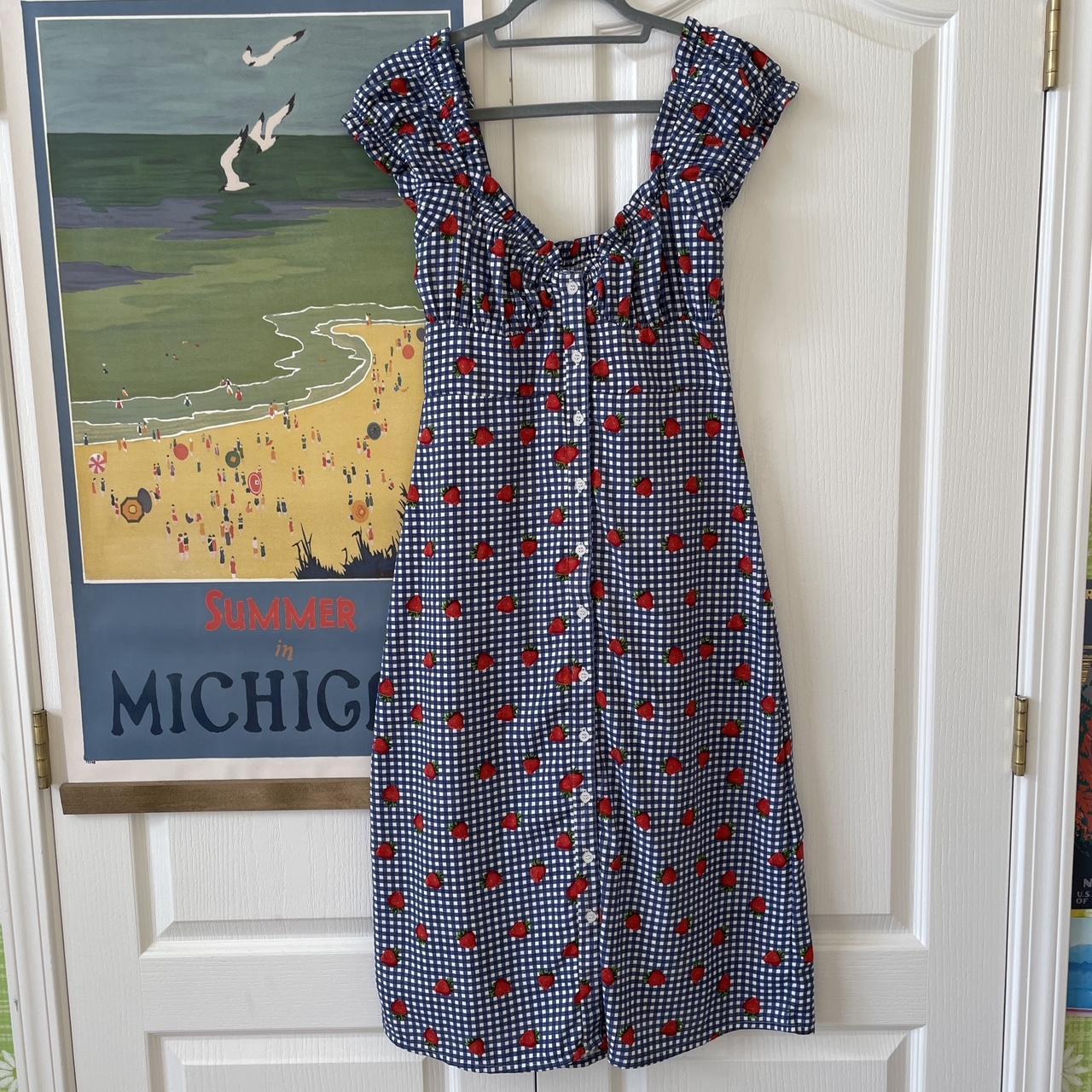 Urban Outfitters Women's Blue and Red Dress | Depop
