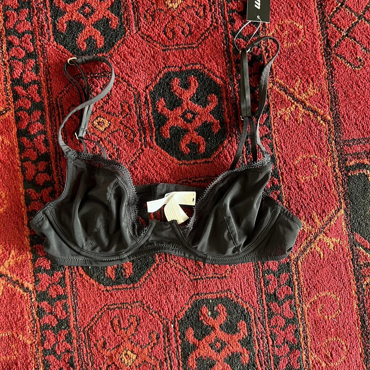 Etam black sheer bralette. Size on tag is 32D but I... - Depop