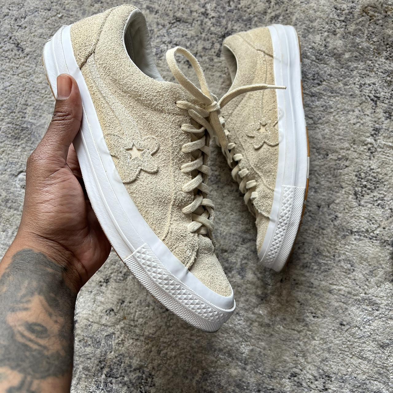 Converse Men's Cream and White Trainers | Depop