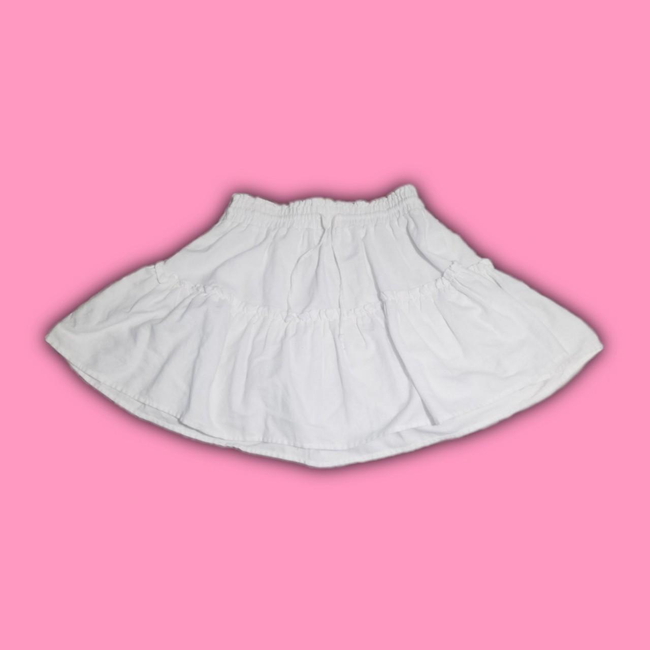 white tiered mini skirt super adorable with draw... - Depop