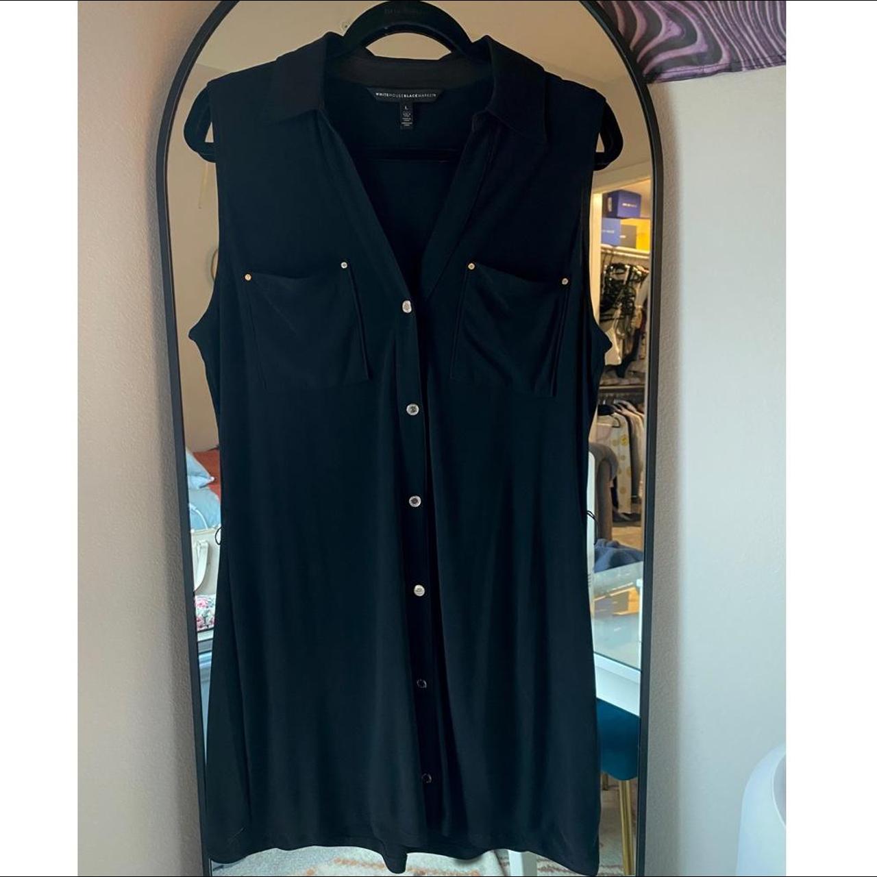 WHBM black collared button down dress. Stretchy and... - Depop