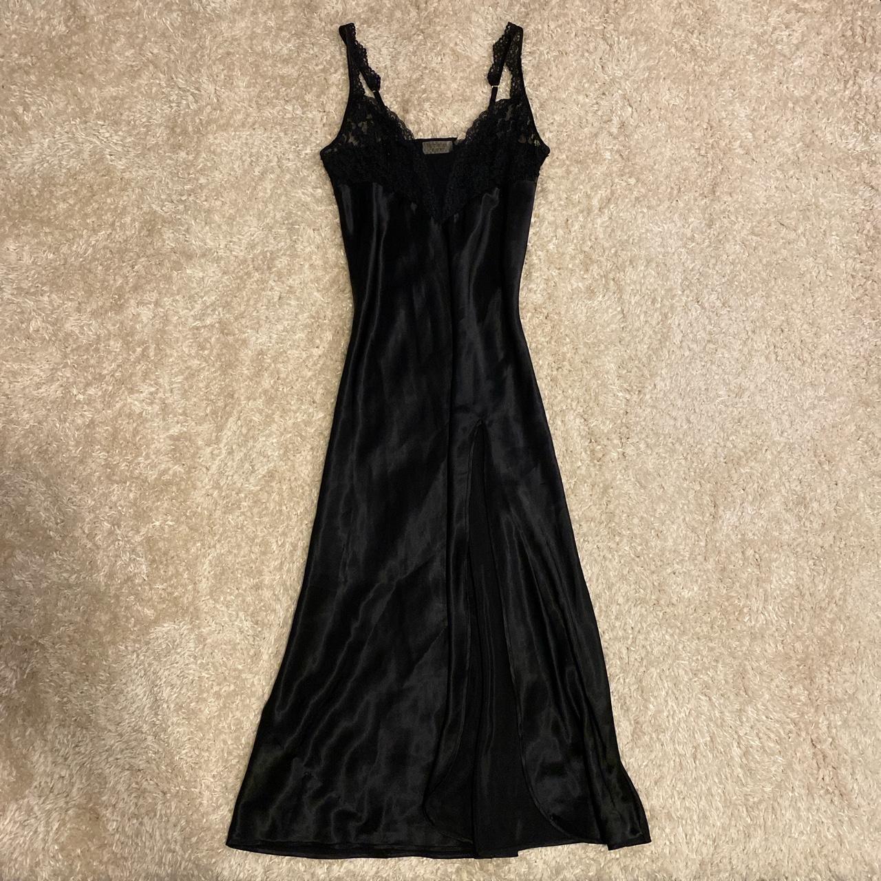 Victoria’s Secret vintage black maxi silk gown Gold... - Depop