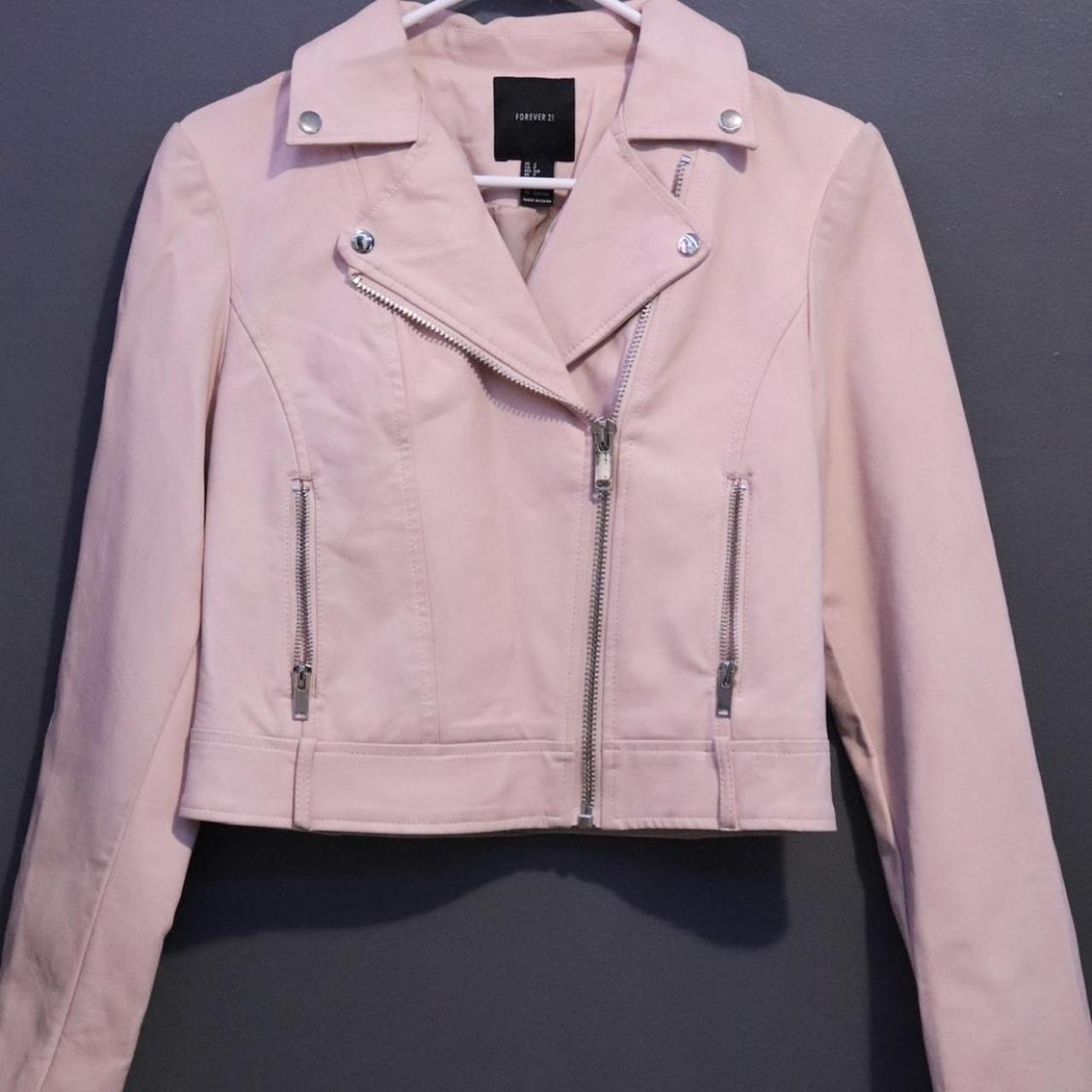 Forever 21 Pink Leather Jacket (belt included) Size... Depop