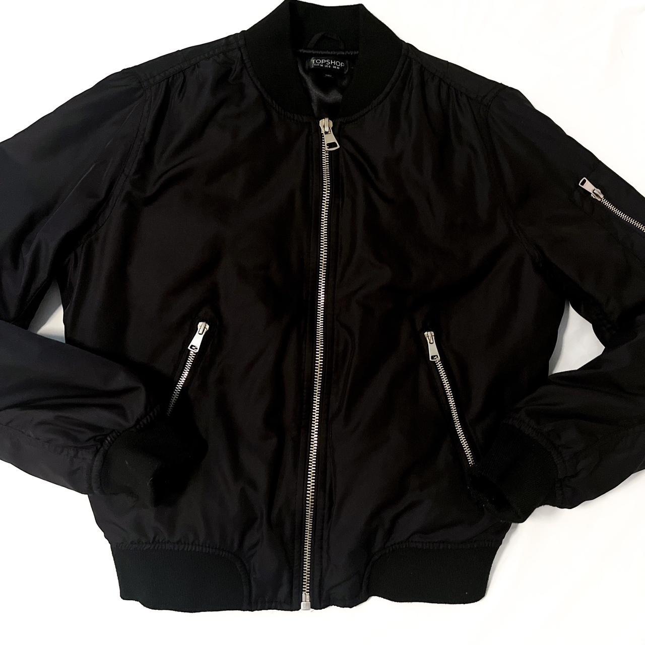 Topshop Black Bomber Jacket - Depop