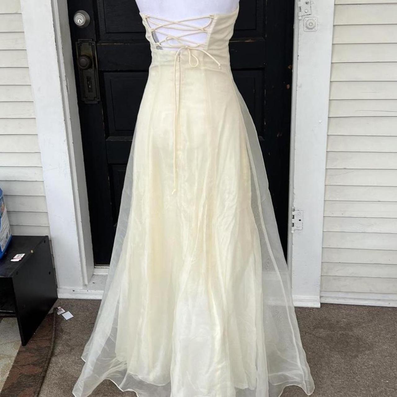 off-white-women-s-cream-and-white-dress-depop