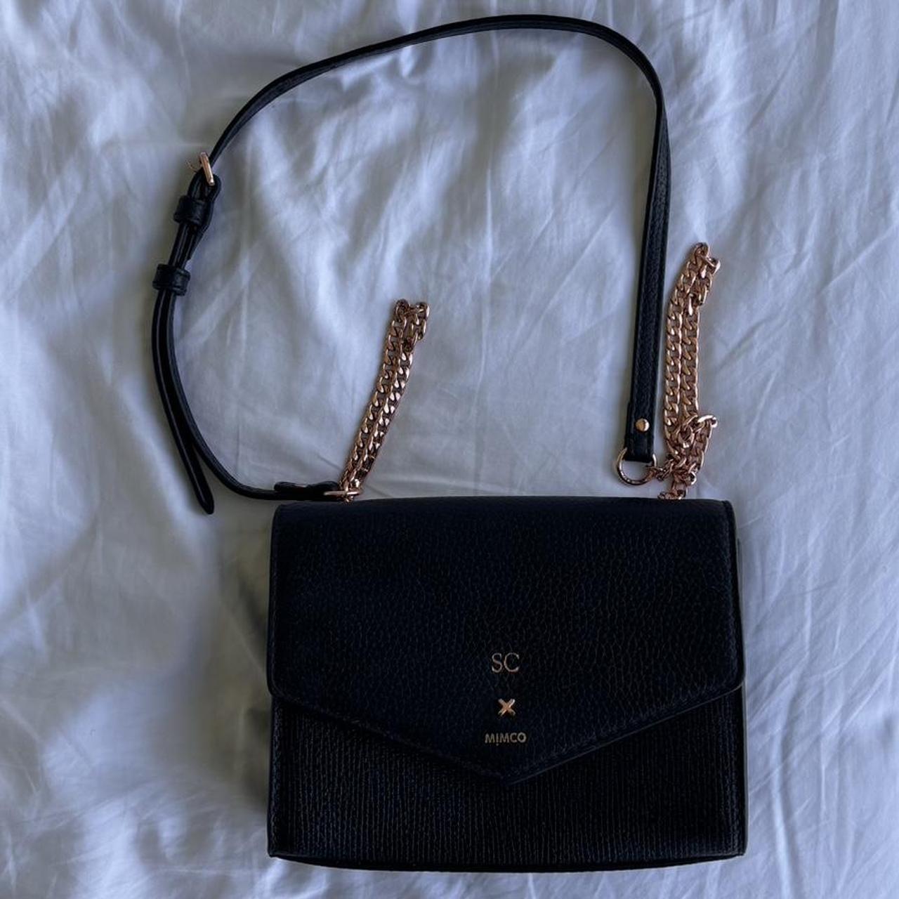 Mimco black cross body bag with rose gold Depop