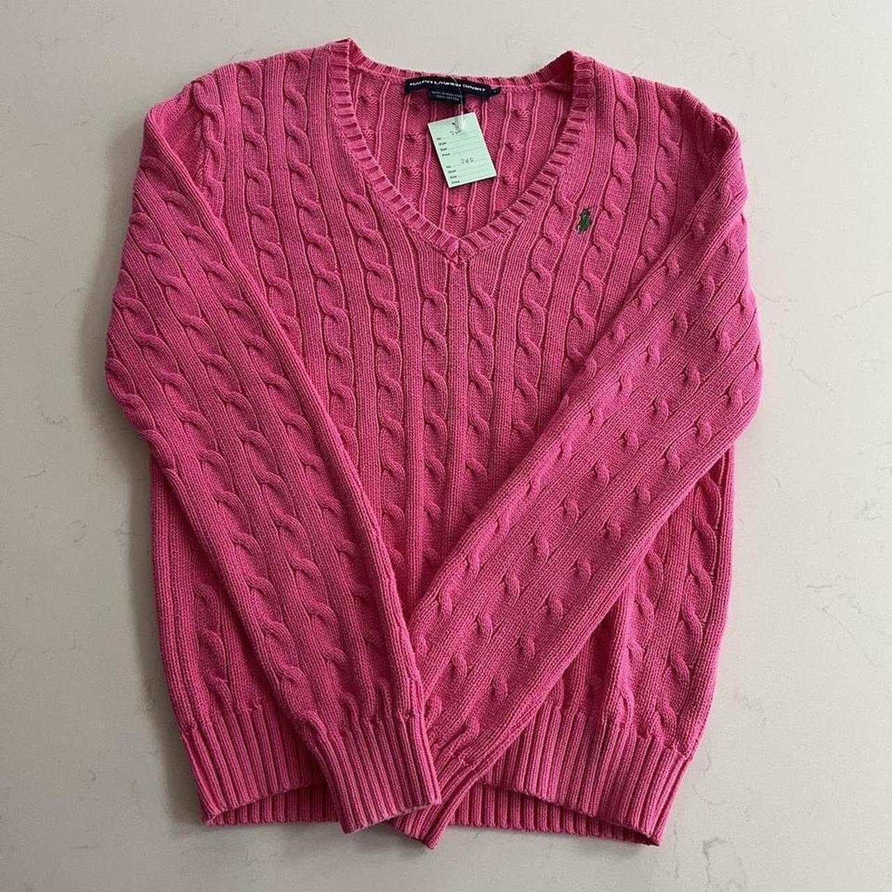 Pink Ralph Lauren V Neck Jumper Ralph Lauren Pink V-neck Cable Knit Jumper,
