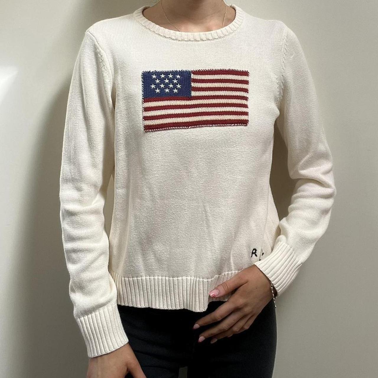 Knit Sweater Ralph Lauren Flag Jumper Womens Ralph Lauren Cream