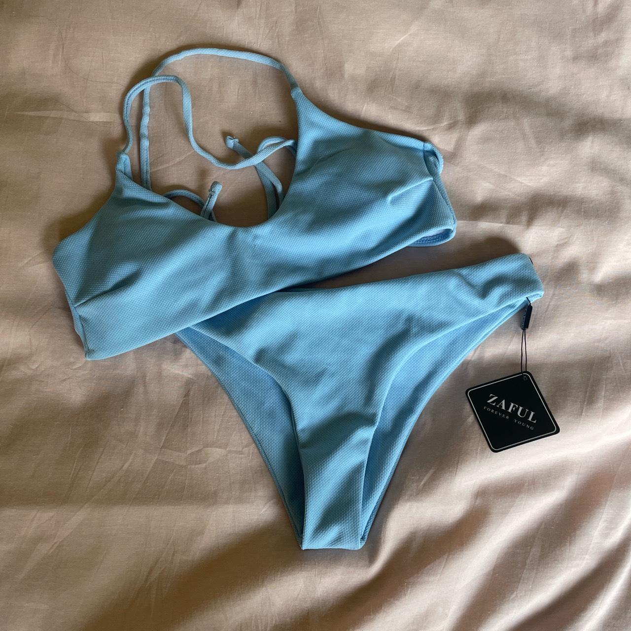 BLUE ZAFUL BIKINI SET SIZE: M - Perfect... - Depop