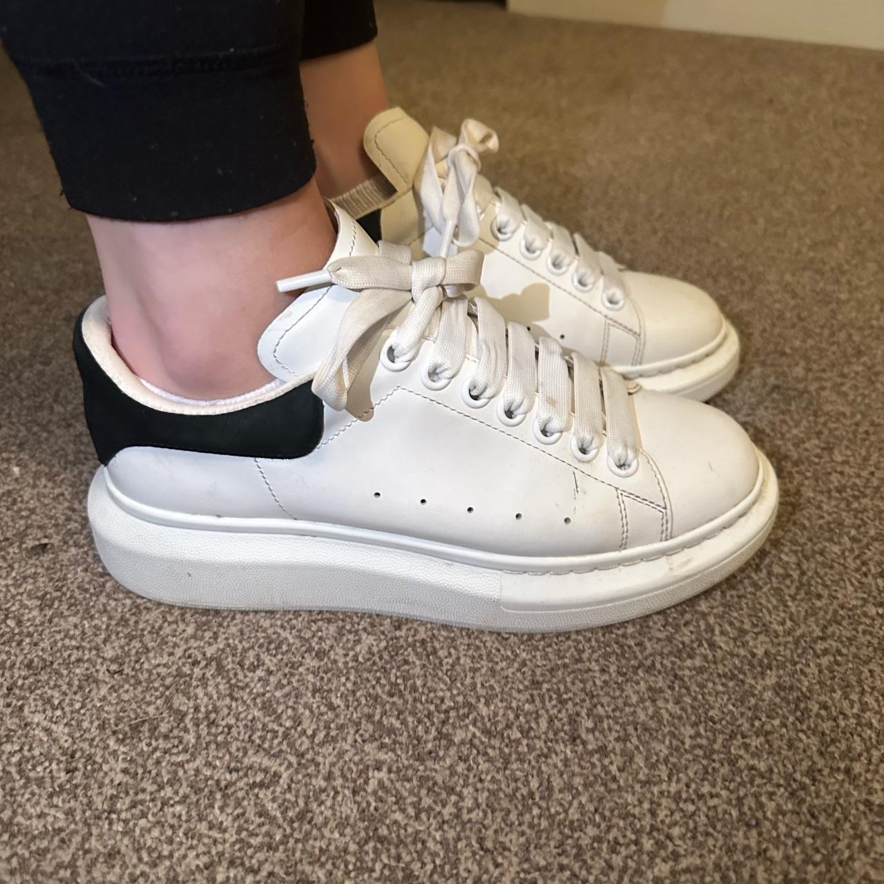 white alexander mcqueens size 5, worn 4 times ,... - Depop