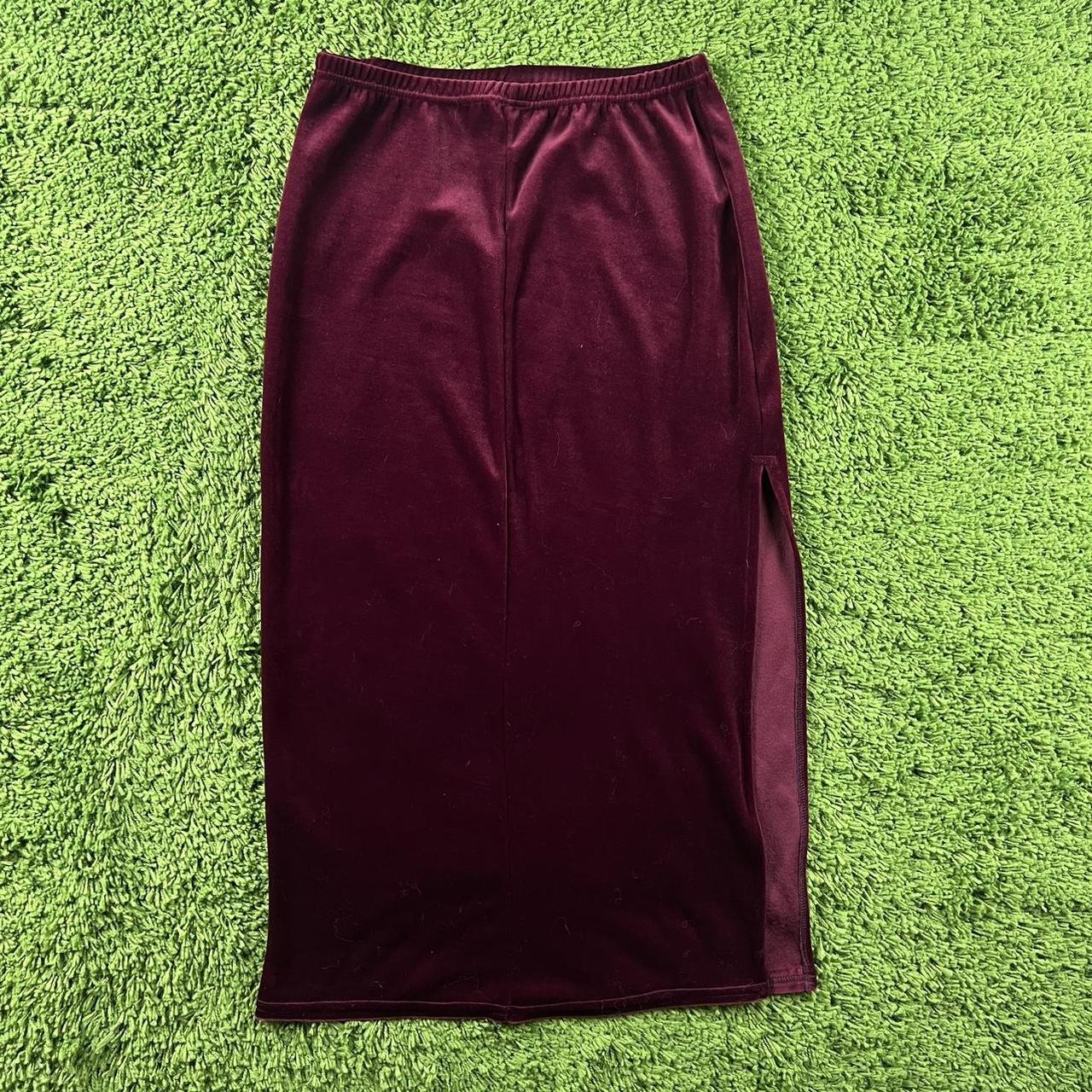 The ox blood skirt Vintage deep red velvet maxi... - Depop