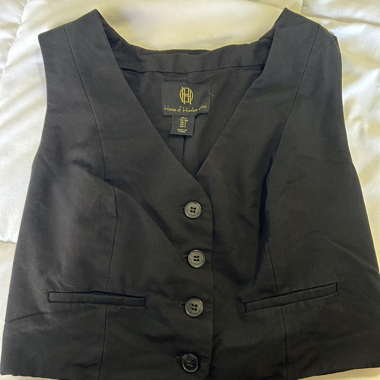 House of Harlow black vest. Cropped, lightly worn,... - Depop