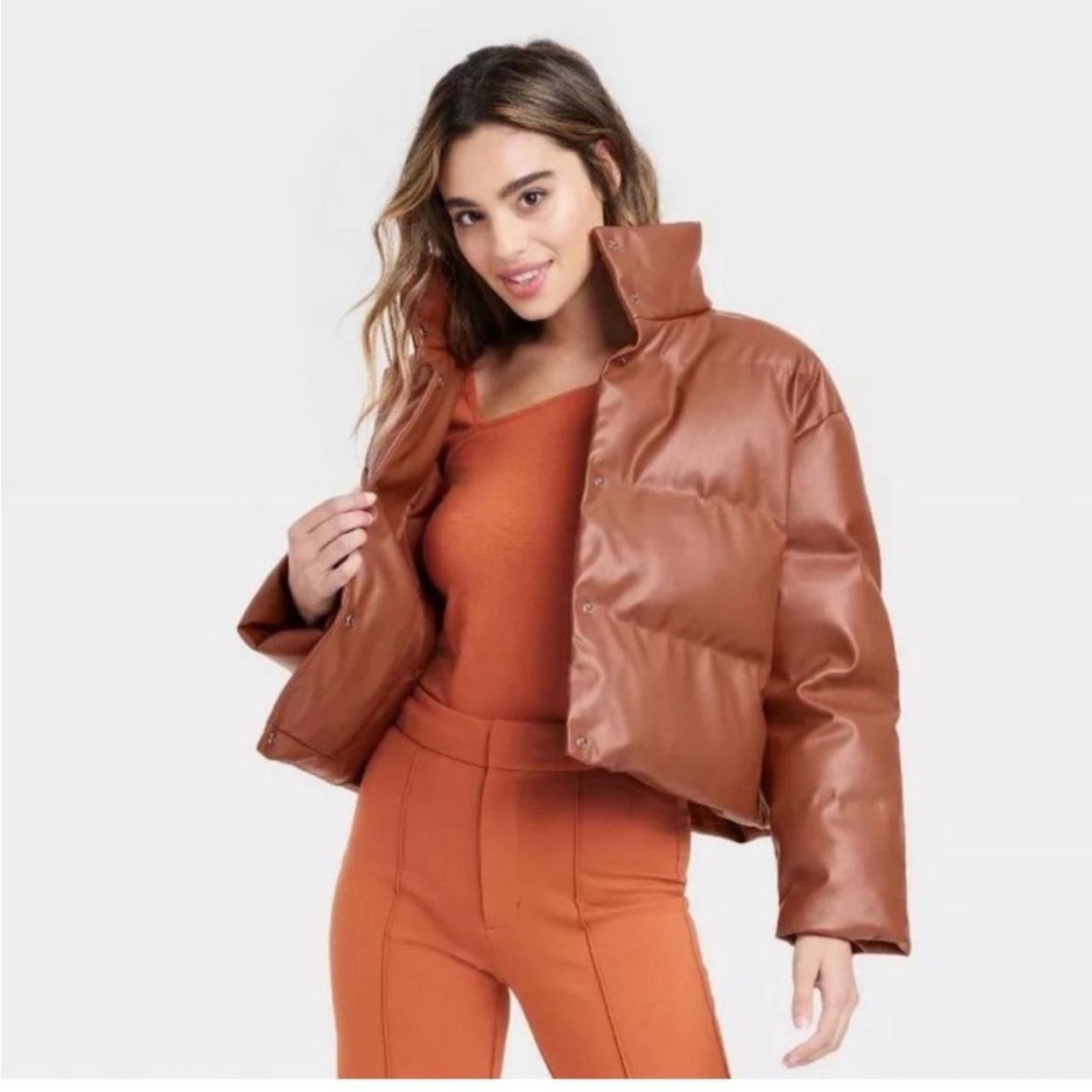 NWT A New Day Faux Leather Cropped Puffer Depop