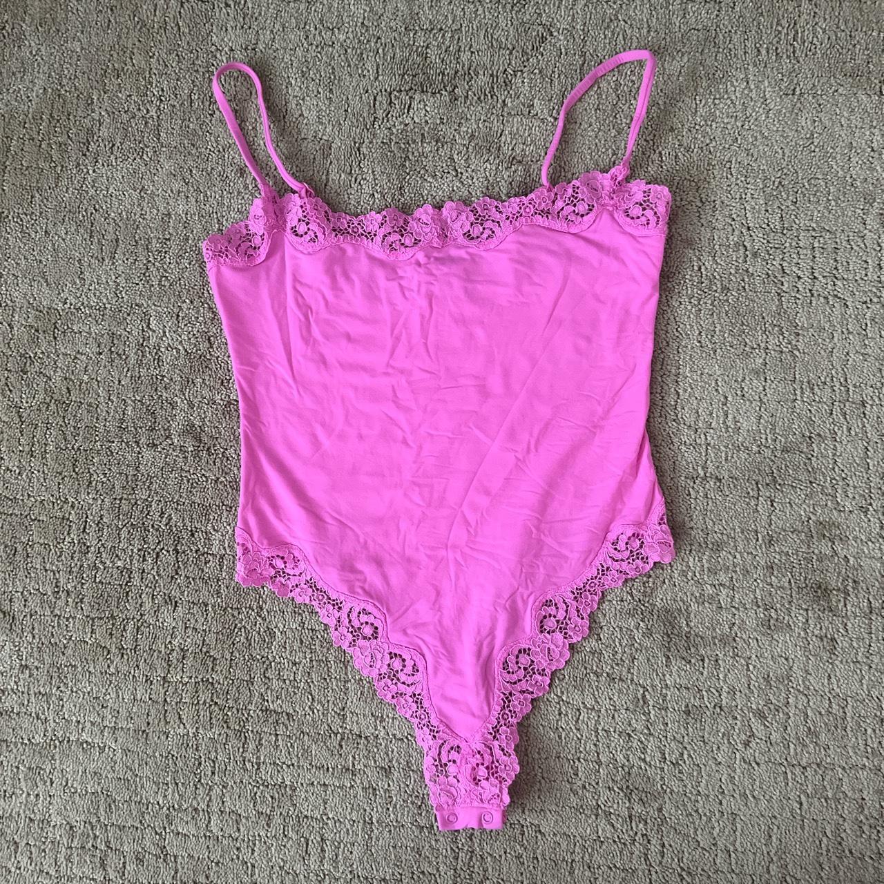 Size small hot pink skims bodysuit Lace super cute... - Depop