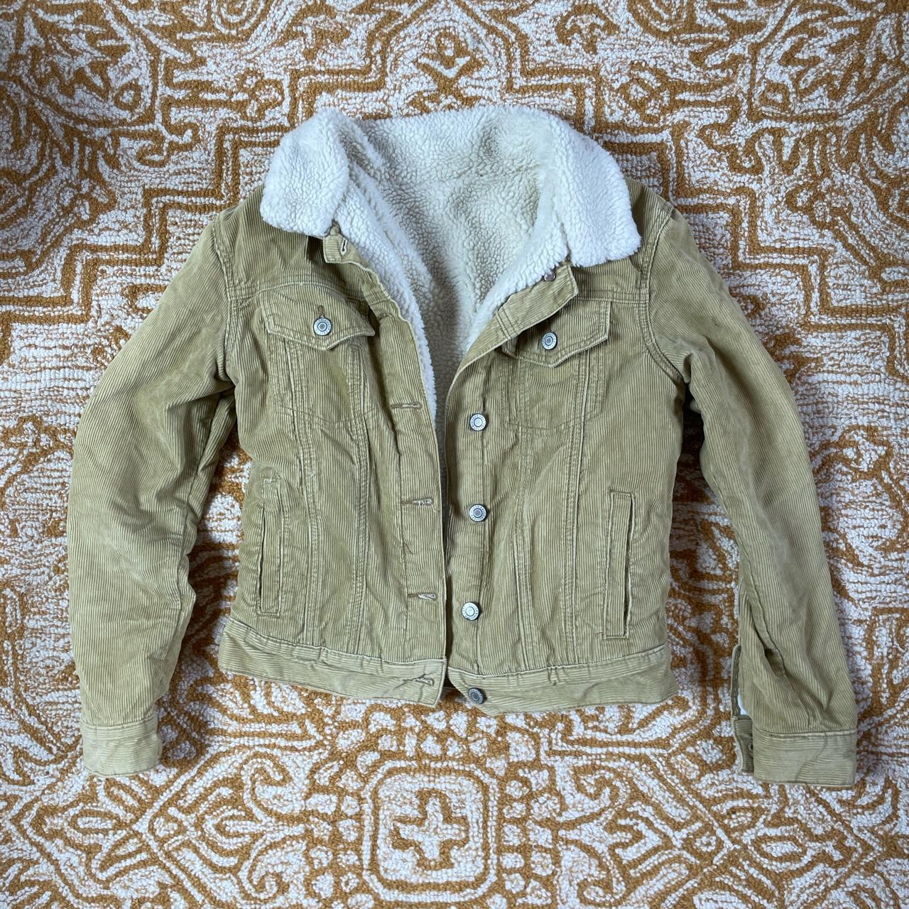 Brandy Melville John Galt Green Corduroy Fleece... - Depop