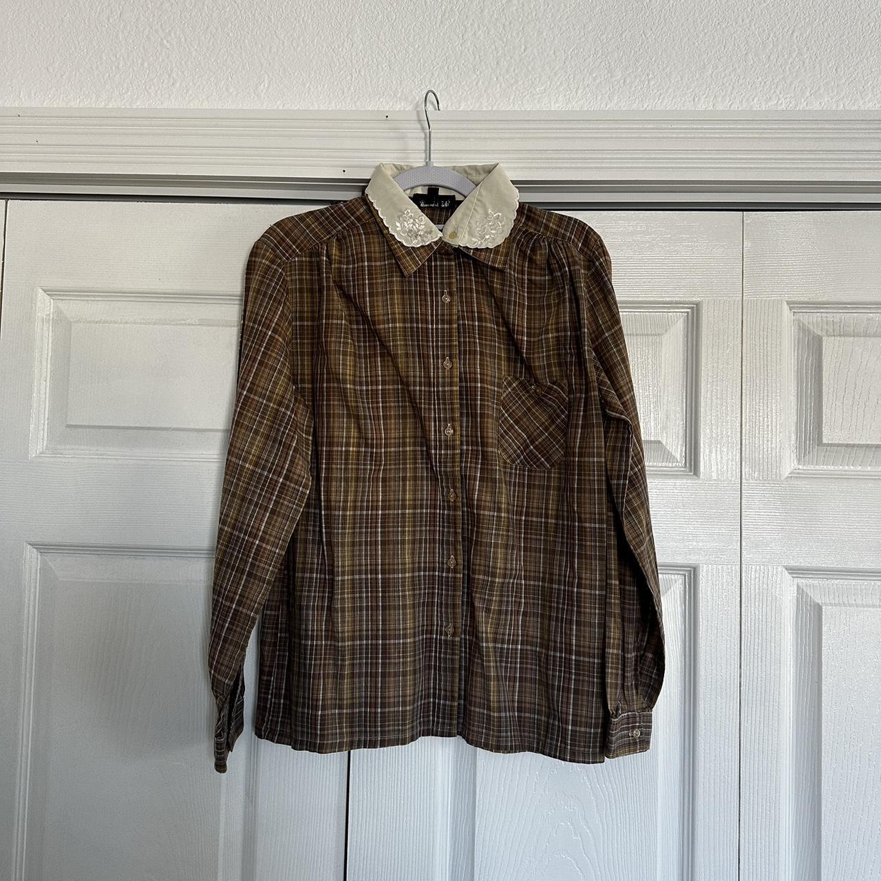 Women's Brown and Cream Shirt | Depop