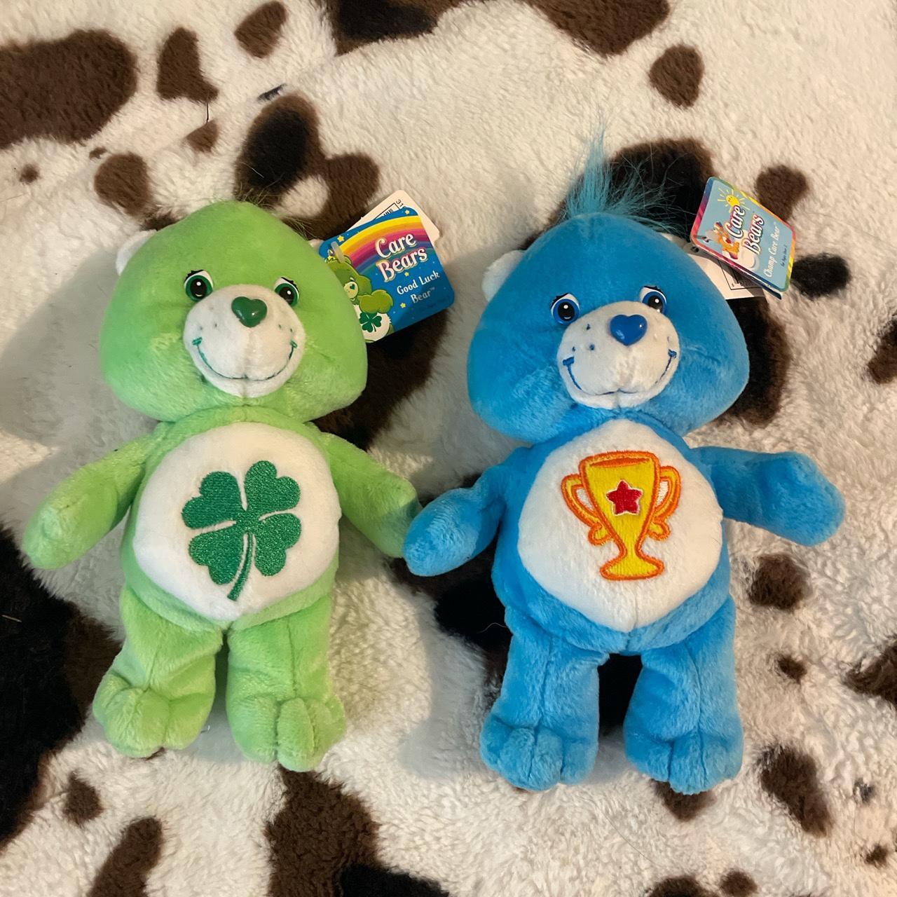 Care Bear Good Luck 20th Anniversary green stuffed - Depop