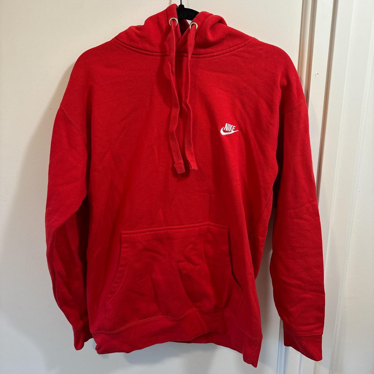 Medium red Nike hoodie - Depop