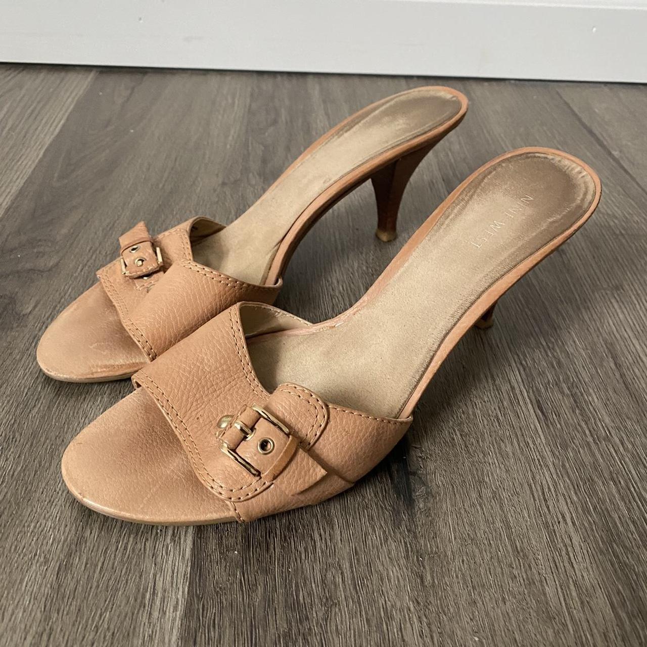 Cute Nine West tan leather kitten heels Size:... - Depop