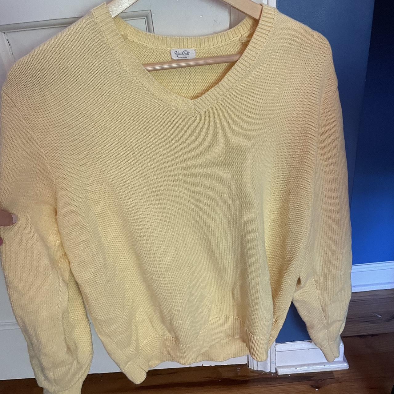 Brandy Melville Women's Yellow and Cream Jumper Depop