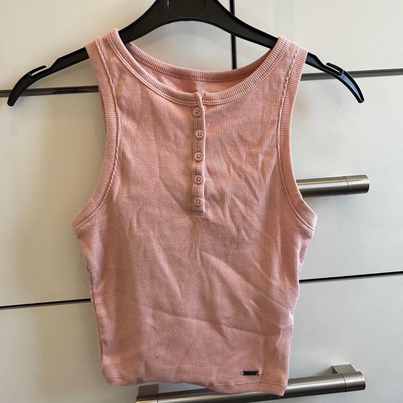 Hollister pink crop top! Size XXS would fit size... Depop