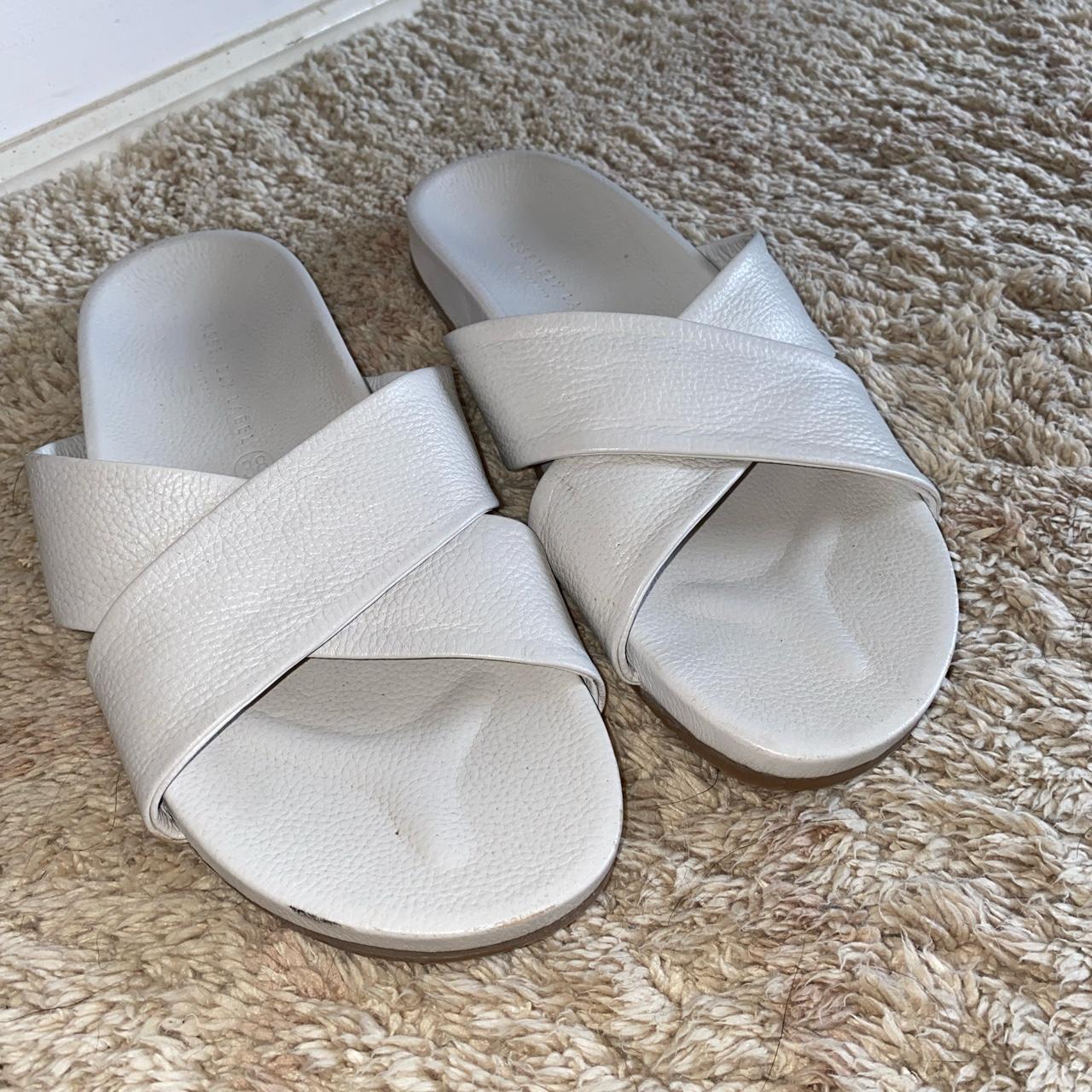 St Agni x Assembly Label cream leather slides in... Depop