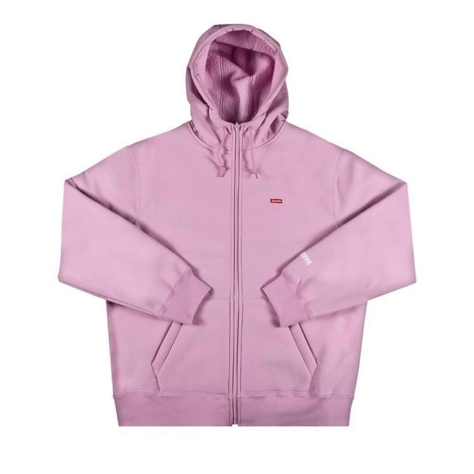 supreme x windstopper zip up hooded sweatshirt pink.... - Depop