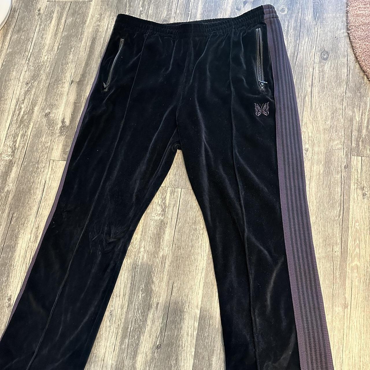 Needles Men's Purple and Black Trousers | Depop