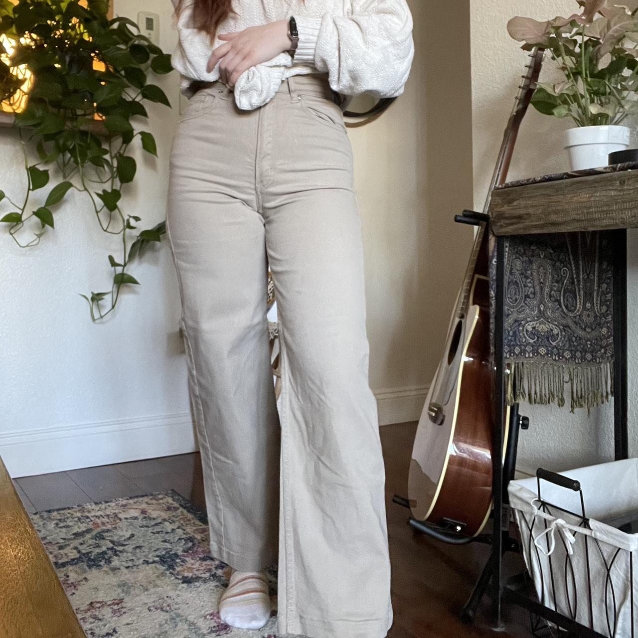 H&M divided wide leg beige jeans hemmed In great... Depop