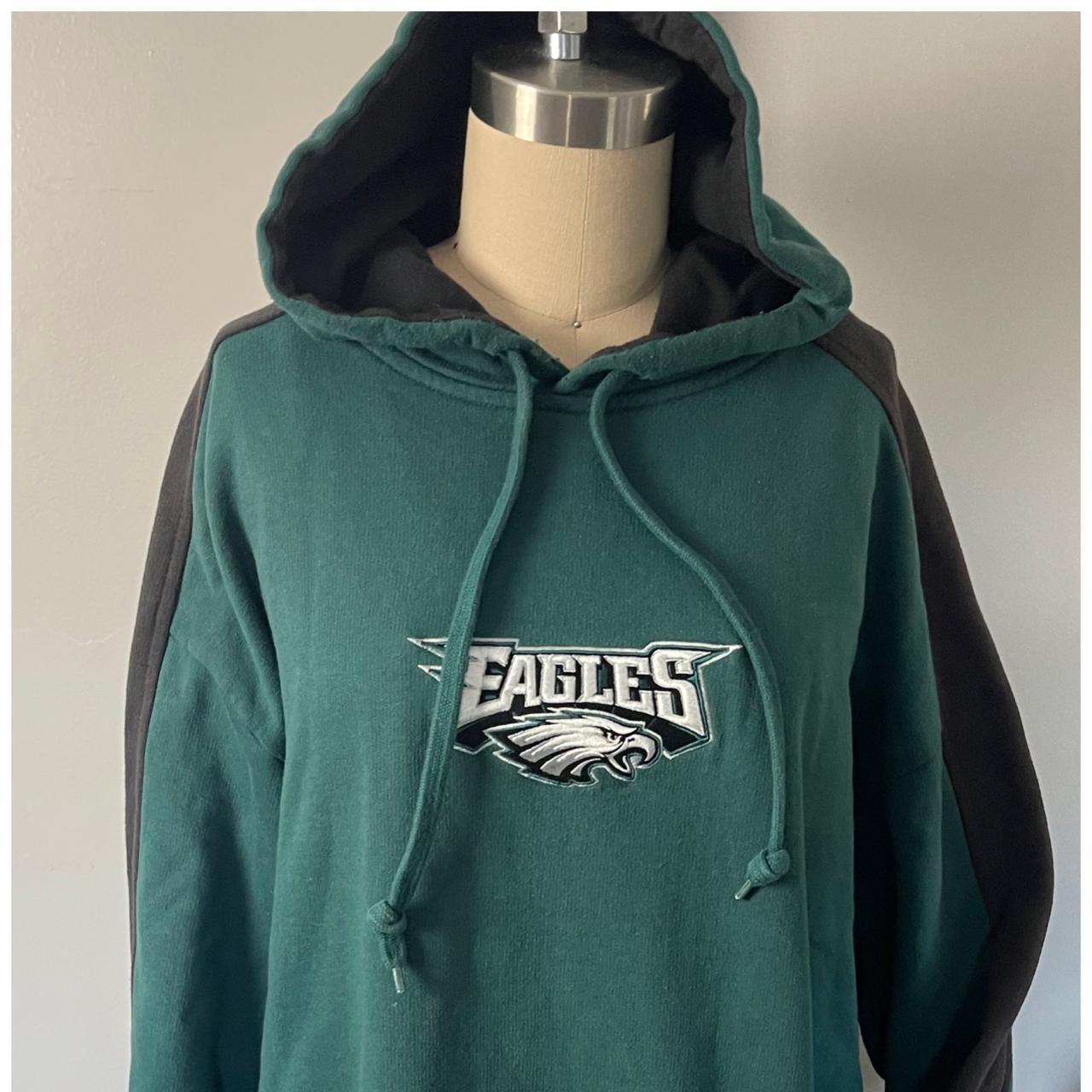 1990s Pullover NFL Eagles Hoodie • green with black - Depop