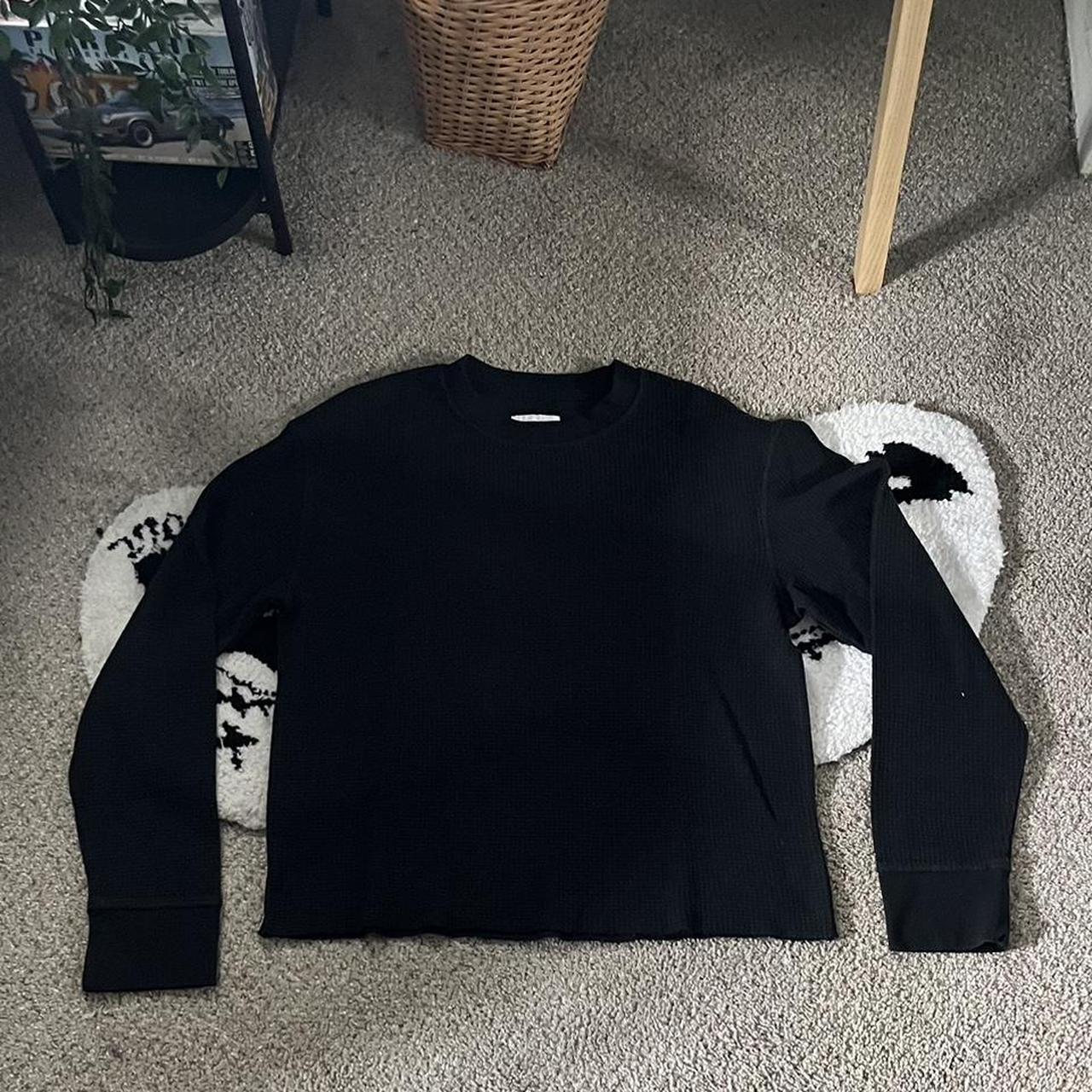 Cropped Waffle knit sweater , Great condition , Check