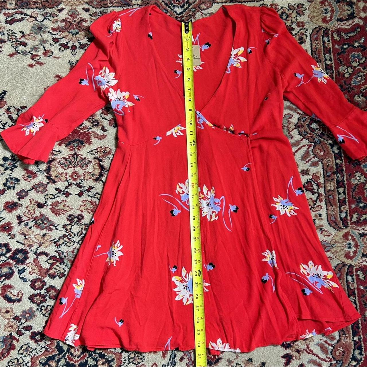 Free People red and floral summer dress. Tagged a... - Depop