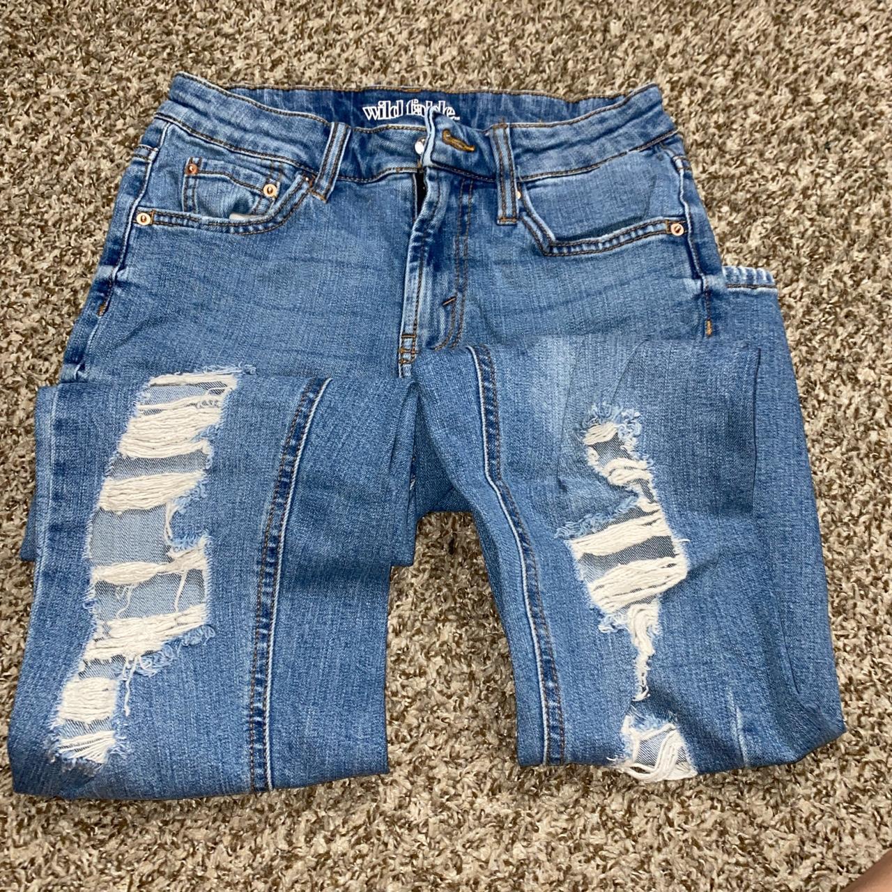 wild fable high rise distressed mom jean - Depop