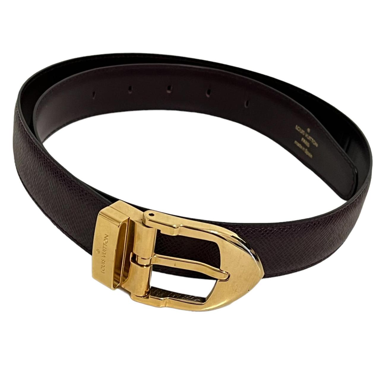 Louis Vuitton Gold Buckle Belt Genuine Leather Brown, Men's