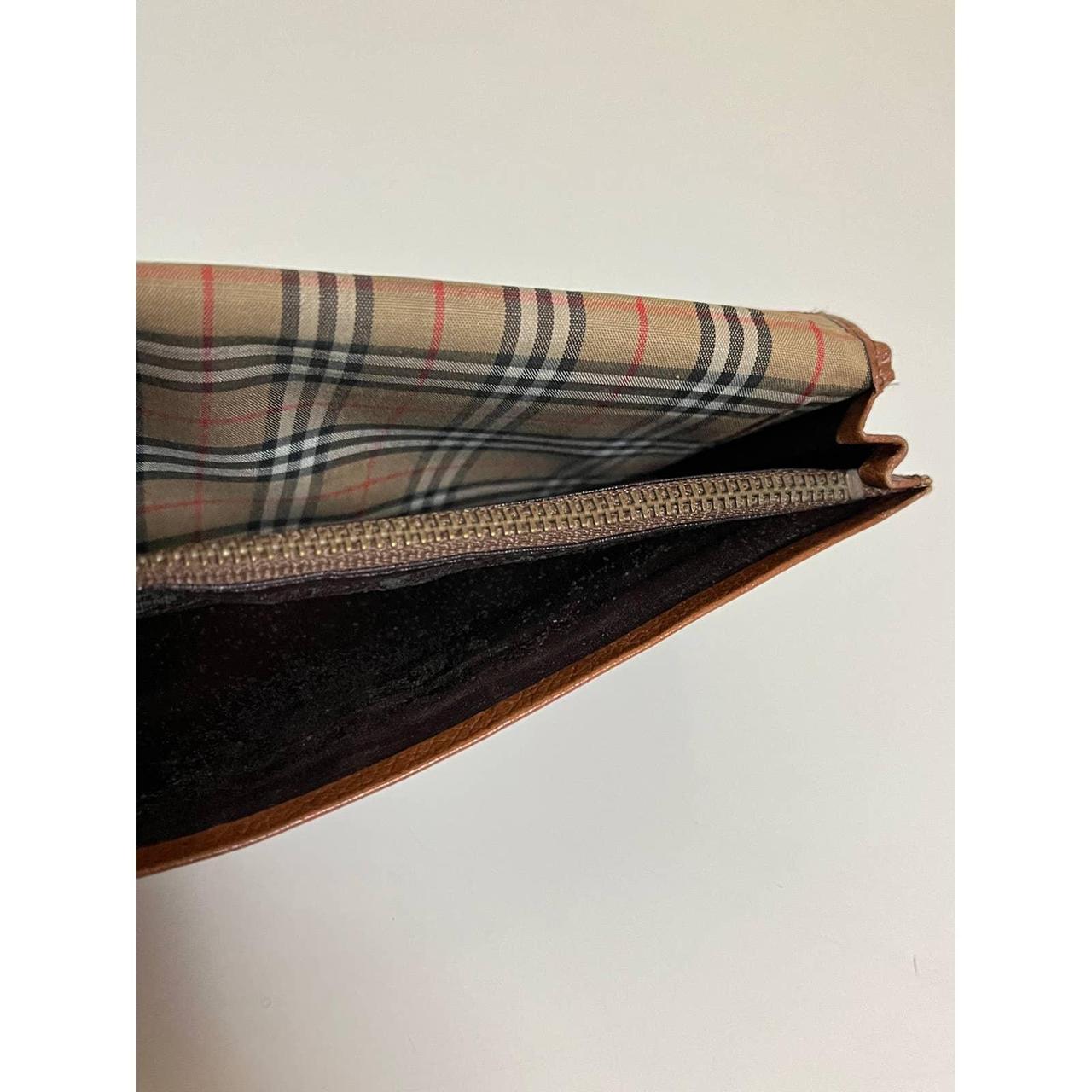 Burberry long wallet leather with canvas Like new - Depop