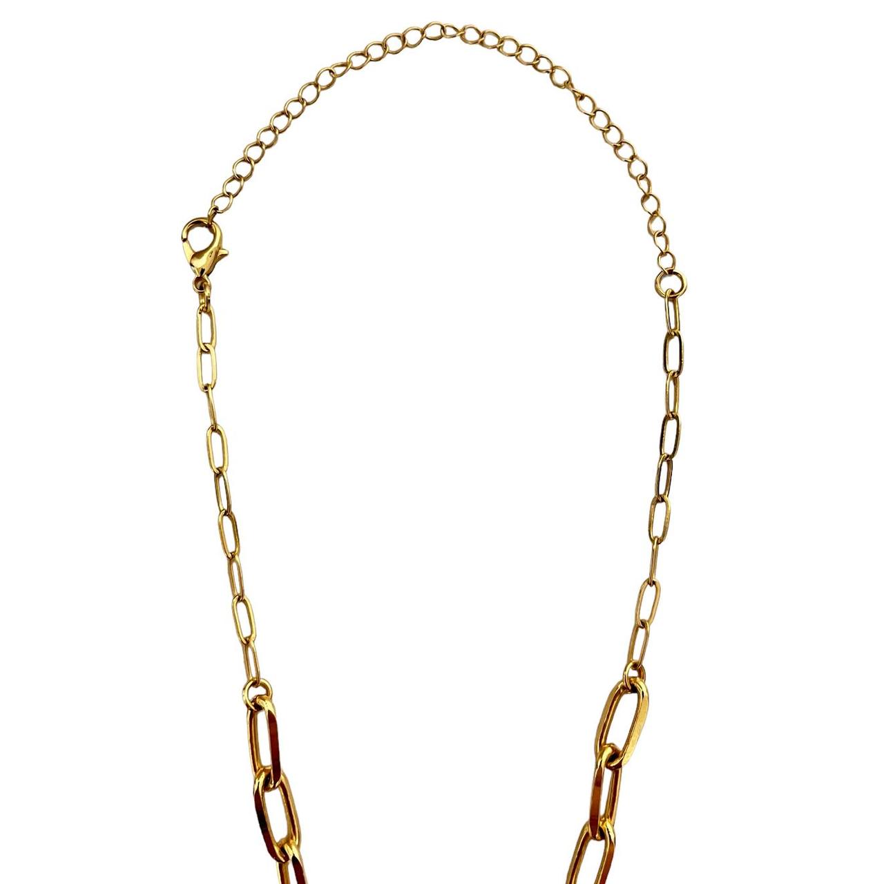 Reworked Original LV lock necklace. 3 chains gold - Depop