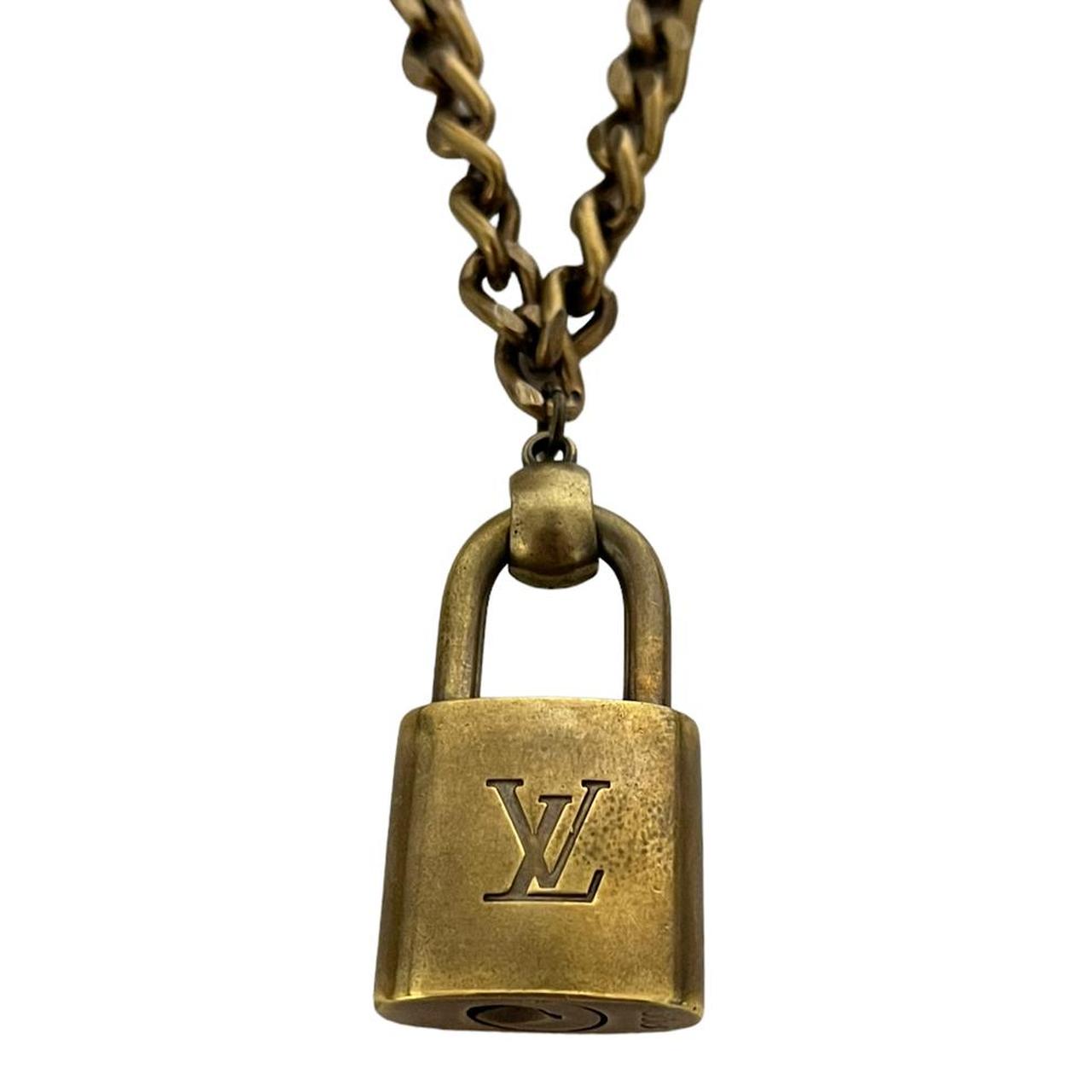 Reworked Original LV lock necklace. 3 chains gold - Depop
