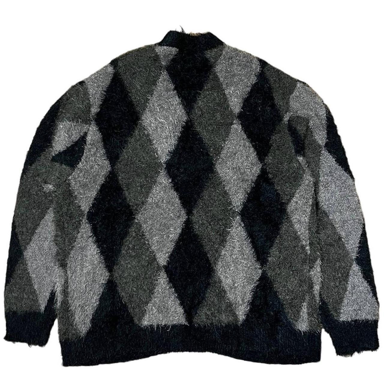 FEATHERY YARN ARGYLE JACQYARD CARDIGAN⭐︎ Number (N)ine Argyle Feathery Yarn Jacquard Knit | Depop